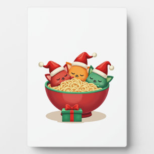 Christmas Ramen Cat Santa Anime Meow Kitty Meow Ca Plaque
