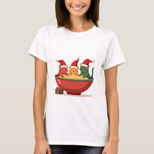 Christmas Ramen Cat Santa Anime Meow Kitty Meow Ca T-Shirt
