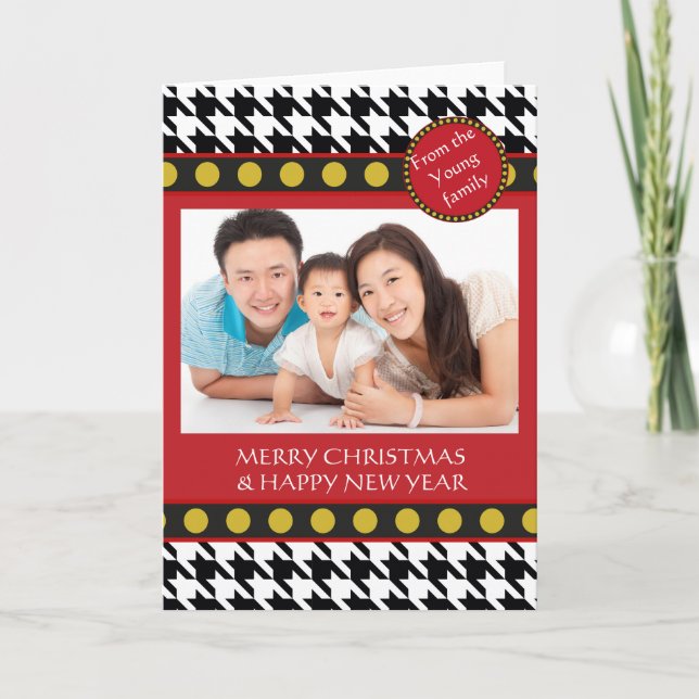 Christmas range Dogtooth, Houndstooth Holiday Card (Front)