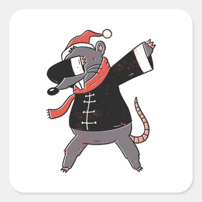 Christmas Rat Dabbing  Square Sticker (Front)