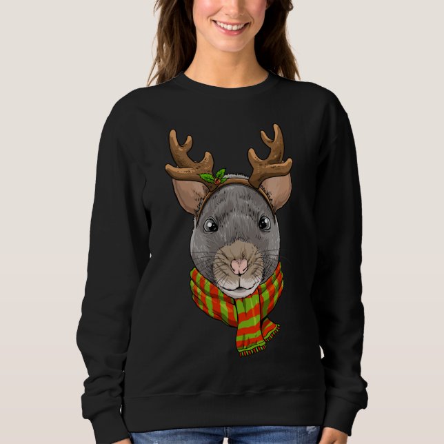 Christmas Rat Mouse Santa Clause Reindeer Xmas Rat Sweatshirt (Front)