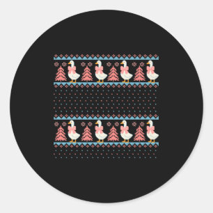 Christmas Rch Goose Ugly Sweater Pajama Xmas Tree  Classic Round Sticker