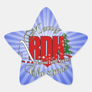 CHRISTMAS RDH Registered Dental Hygienist Star Sticker