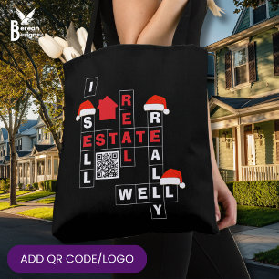 CHRISTMAS Real Estate SELL REALLY WELL QR Realtor Tote Bag