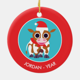 Christmas Reba the Cow Ceramic Tree Decoration