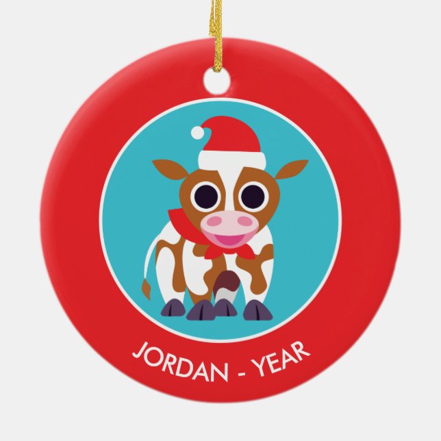 Christmas Reba the Cow Ceramic Tree Decoration (Back)