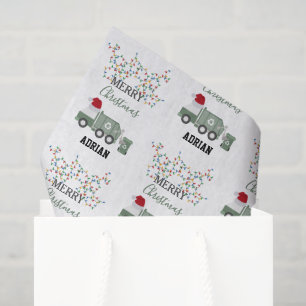 Christmas Recycling Garbage Truck Custom Name  Tissue Paper