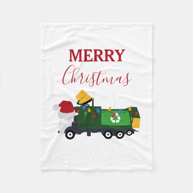 Christmas Recycling Garbage Truck Fleece Blanket (Front)