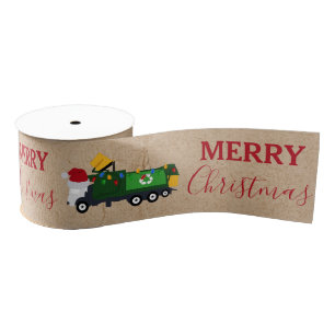 Christmas Recycling Garbage Truck  Grosgrain Ribbon