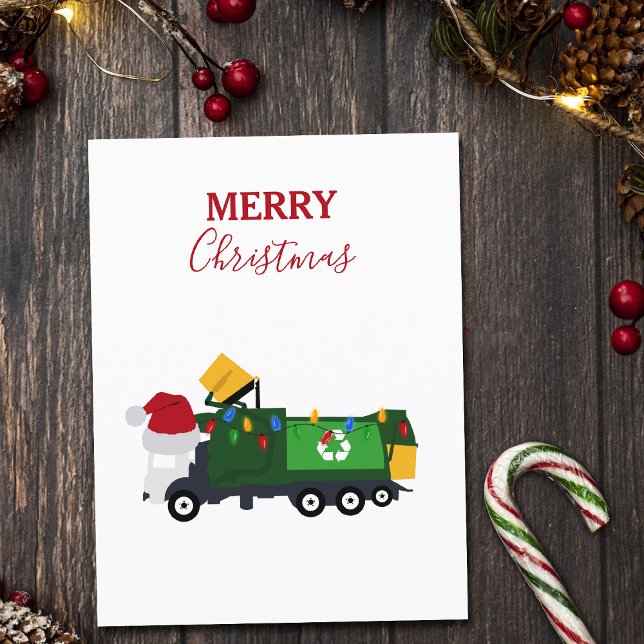 Christmas Recycling Garbage Truck  Holiday Postcard (Creator Uploaded)