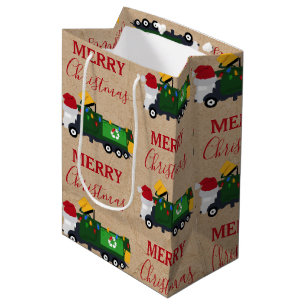 Christmas Recycling Garbage Truck Large Gift Bag