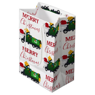 Christmas Recycling Garbage Truck Medium Gift Bag
