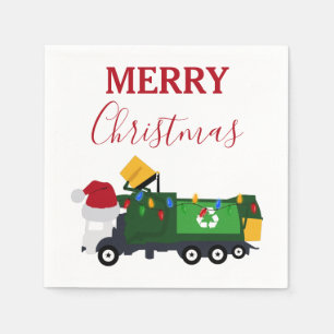 Christmas Recycling Garbage Truck Napkin