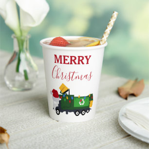 Christmas Recycling Garbage Truck Paper Cups