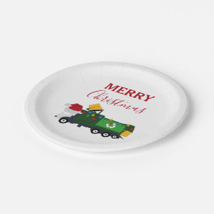 Christmas Recycling Garbage Truck Paper Plate