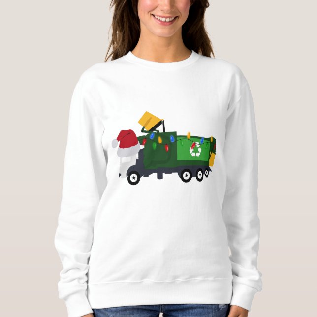 Christmas Recycling Garbage Truck Sweatshirt (Front)