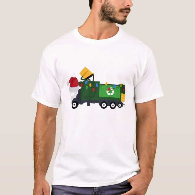 Christmas Recycling Garbage Truck T-Shirt (Front)