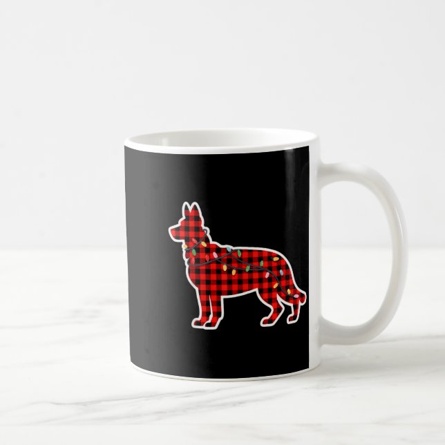 Christmas Red And Black Buffalo Plaid German Sheph Coffee Mug (Right)