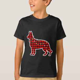 Christmas Red And Black Buffalo Plaid German Sheph T-Shirt