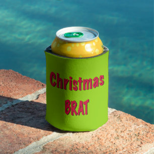 Christmas Red And Brat Green Can Cooler