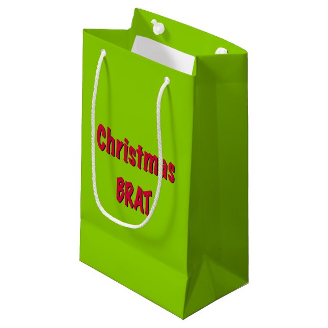 Christmas Red And Brat Green Small Gift Bag (Front Angled)