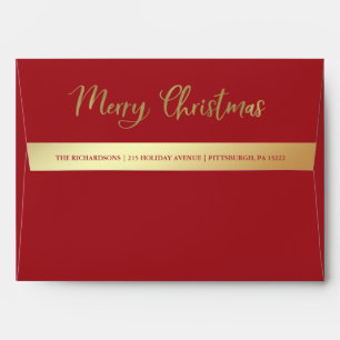 Christmas Red and Gold Multi Photo Grid Inside Envelope