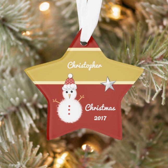 Christmas red and gold snowman Grandchild Ornament (Tree)