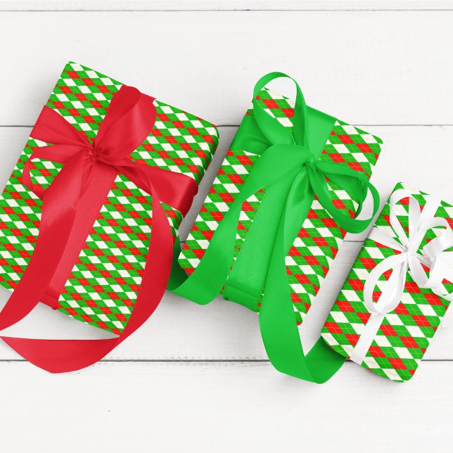 Christmas Red And Green Argyle  Wrapping Paper Sheet (Creator Uploaded)
