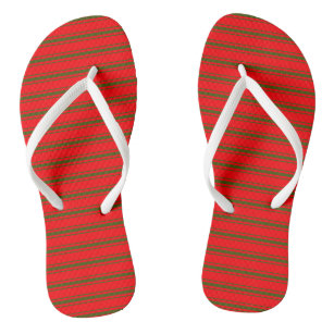 Christmas Red and Green Bedding Stripes Jandals
