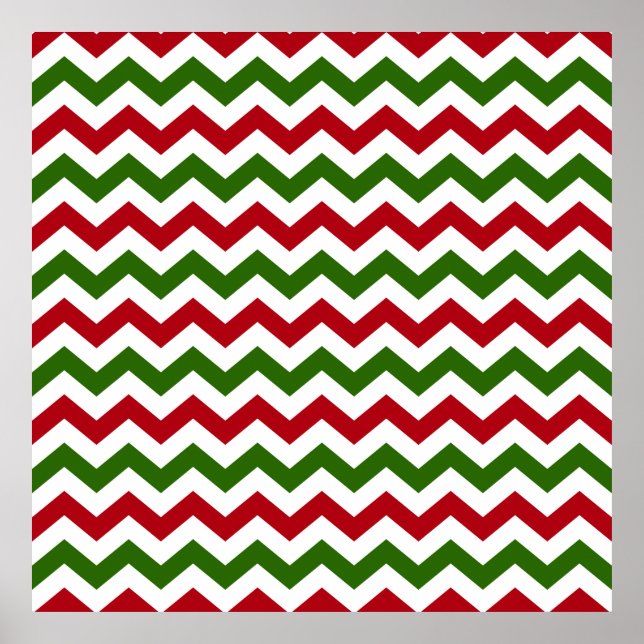 Christmas Red and Green Chevron Pattern Poster (Front)
