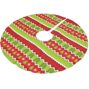Christmas Red And Green Chevron Stripes Pattern Brushed Polyester Tree Skirt