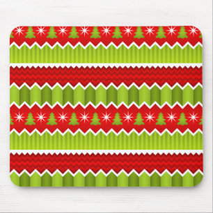 Christmas Red And Green Chevron Stripes Pattern Mouse Pad