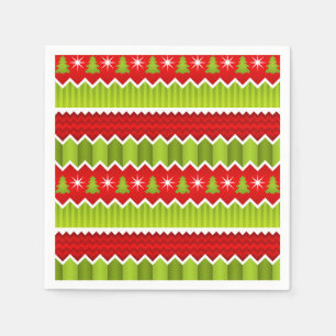 Christmas Red And Green Chevron Stripes Pattern Napkin