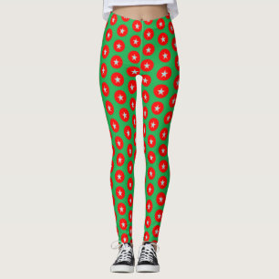Christmas red and green design leggings