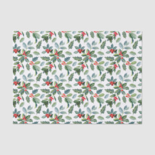 Christmas Red and Green Holly Pattern Tissue Paper