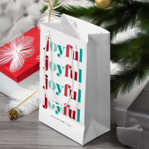 Christmas Red and Green "Joyful" Small Gift Bag