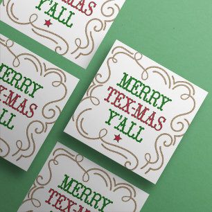 Christmas Red and Green Merry Tex-Mas Y'all Holiday Card