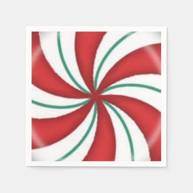 Christmas Red and Green Peppermint Hard Candy Napkin (Front)