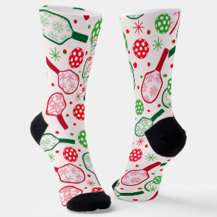 Christmas Red and Green Pickleball Paddles Socks