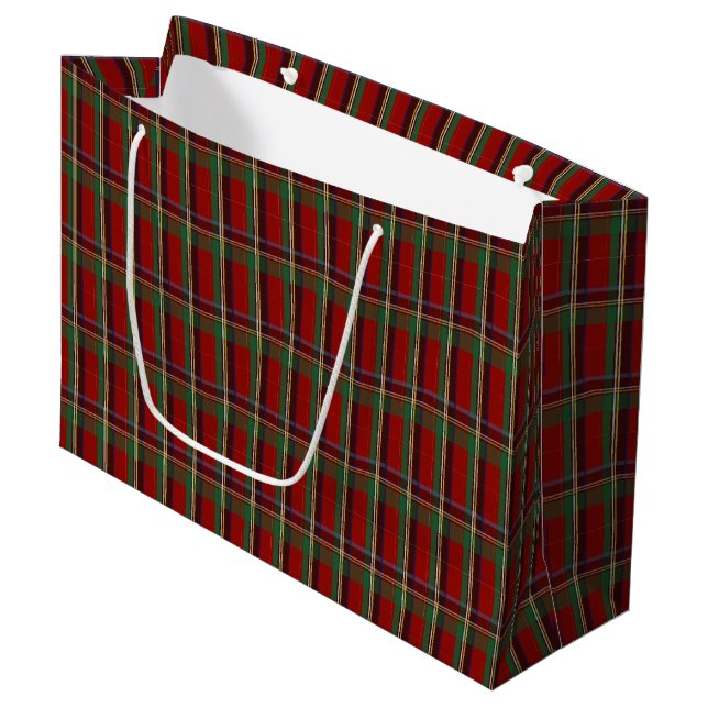 Christmas Red and Green Plaid Large Gift Bag (Front Angled)
