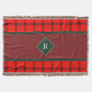 Christmas Red and Green Plaid Tartan Monogrammed Throw Blanket