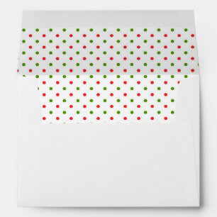 Christmas Red and Green Polka Dot Lined Envelope