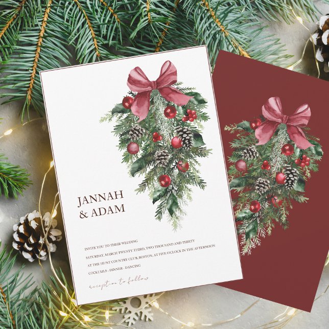 Christmas Red and Green Winter Festive Wedding Invitation (Creator Uploaded)