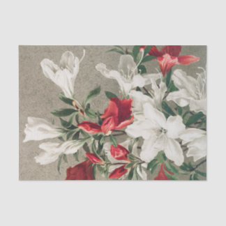 Christmas Red and White Apple Blossom Flowers Tissue Paper