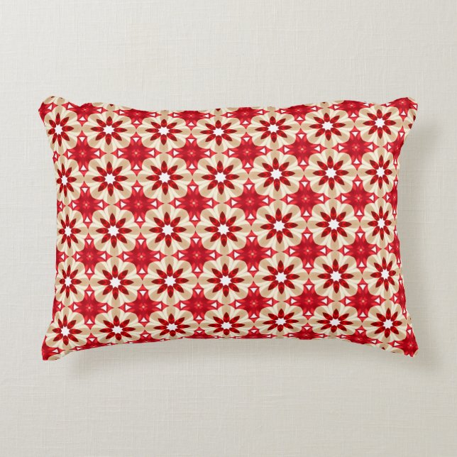 Christmas Red and White Flower Pattern Decorative Cushion (Front)