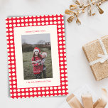 Christmas Red and White Geometric Dots Photo Holiday Card<br><div class="desc">Christmas Red and White Geometric Dots Pattern Photo Holiday Card</div>