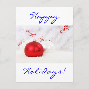 Christmas Red And White Happy Holidays Holiday Postcard