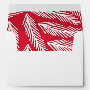 Christmas Red and White Pine   Holiday Card Envelope