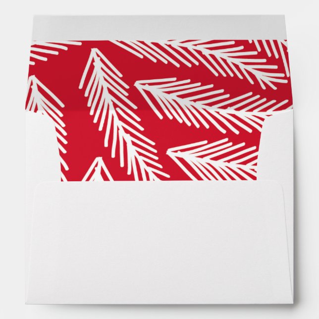 Christmas Red and White Pine | Holiday Card Envelope (Back (Bottom))