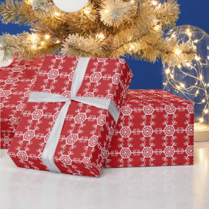 Christmas red and white snowflake pattern wrapping paper